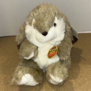 Fluffy Brown & White Stuffed Animal Bunny EASTER